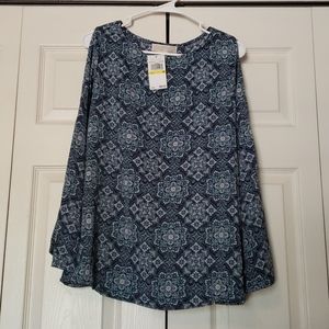Michael kors blue geometric print top